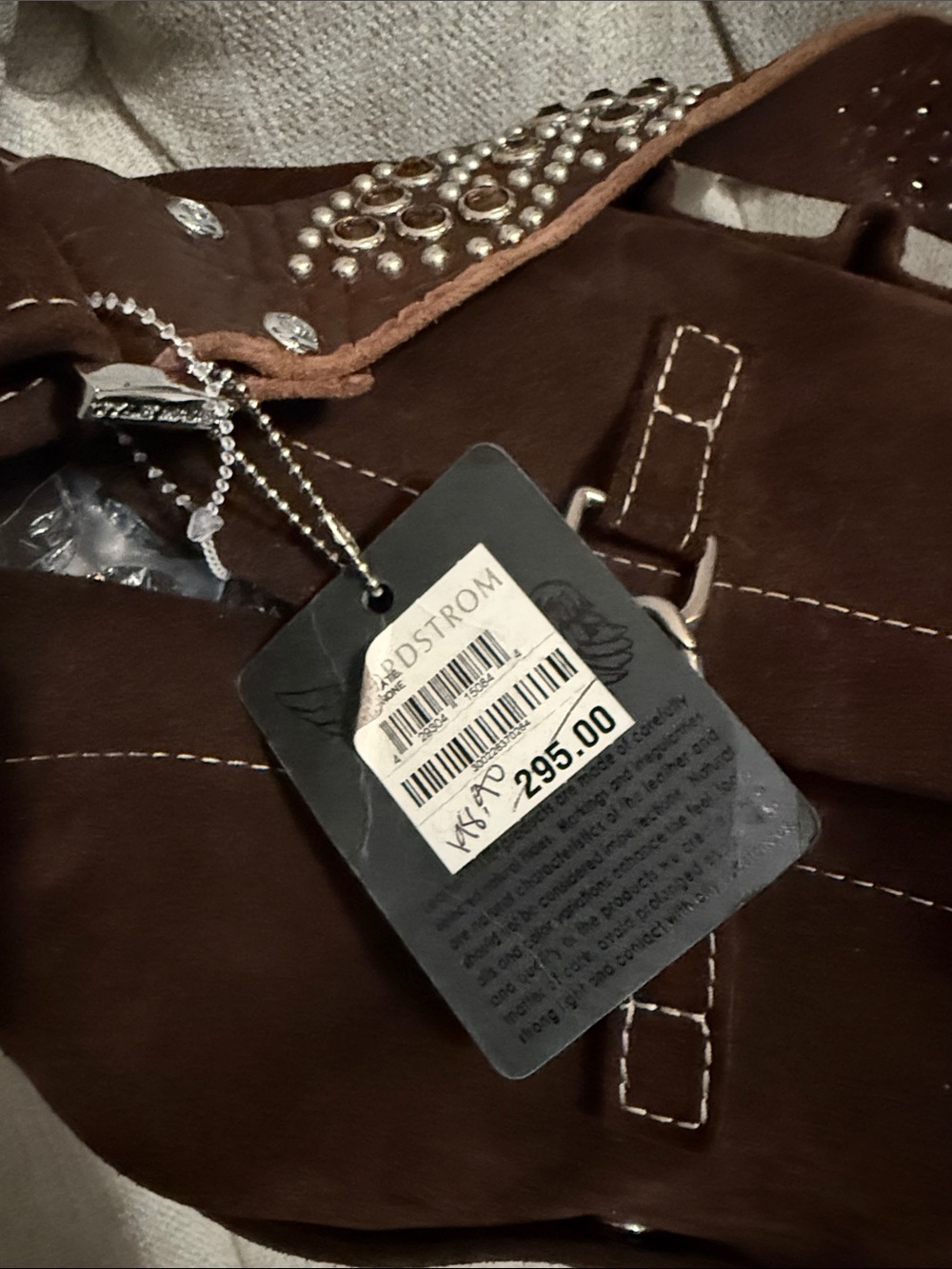 Tylie Malibu Dark Brown Suede Shoulder Bag with Leather Studded Strap - Picture 7 of 14